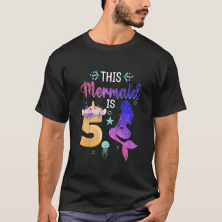 Kinder 5 jaar oud 5 jaar meisje Unicorn Mermai T-shirt