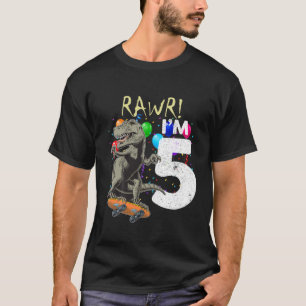 Kinder 5 jaar oud 5 jaar oud jongetje T rex dinosa T-shirt