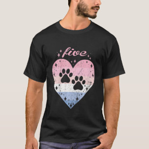 Kinder 5 jaar oud Cute Dog Paw Birthday Girl 5th B T-shirt