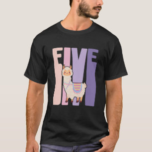 Kinder 5 jaar oud Cute Llama Alpaca Birthday Girl T-shirt
