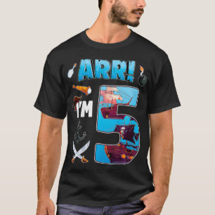 Kinder 5 jaar oud piratenfeest vijfde verjaardag A T-shirt
