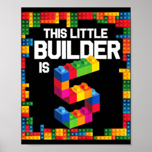 Kinder 5 jaar oude bouwstenen brick 5 jaar poster