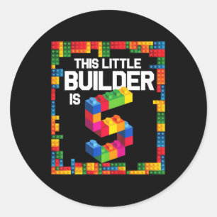 Kinder 5 jaar oude bouwstenen brick 5 jaar ronde sticker