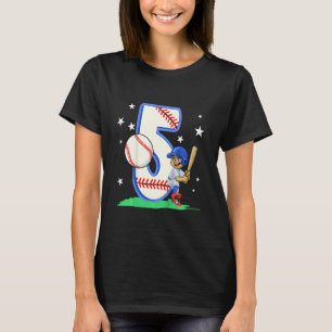 Kinder 5 jaar oude Dabbing Boy Baseball Player Bir T-shirt