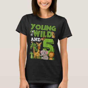 Kinder 5 jaar oude dierentuin Birthday Safari Oerw T-shirt