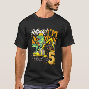 Kinder 5 jaar oude Dinosaur Construction Excavator T-shirt