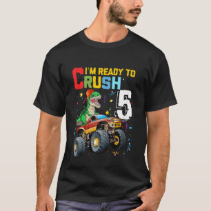Kinder 5 jaar oude monster Truck Dinosaur 5th Birt T-shirt