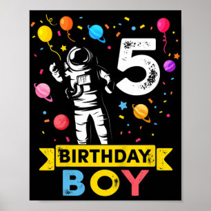 Kinder 5-jarige jongen Astronaut 5th Birthday Boy Poster
