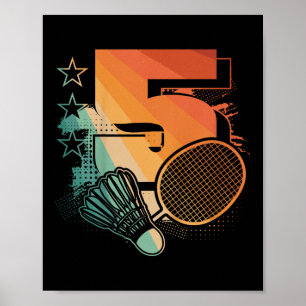Kinder 5e Verjaardag Jongen Badminton Speler Badmi Poster