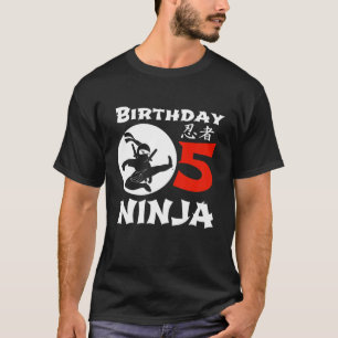 Kinder 5e Verjaardag Ninja Boys Vijf Jaar Oud Cade T-shirt