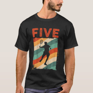 Kinder 5e verjaardag Retro Tennis 5 jaar oud Jonge T-shirt