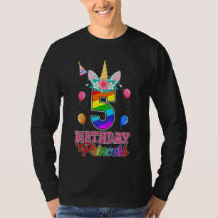 Kinder 5e Verjaardagsprinses Eenhoorn 5 Jaar Oud K T-shirt