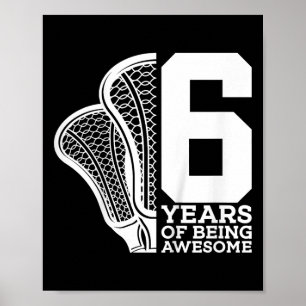 Kinder 6 jaar Geweldige Lacrosse 6e geboortedag Poster