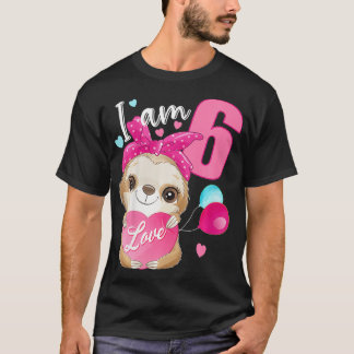 Kinder 6 jaar oud 6 verjaardagsoutfit meisje Sloth T-shirt