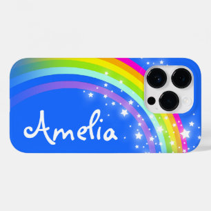Kinder 6 letters: regenboogblauwe hemel Case-Mate iPhone 14 pro hoesje