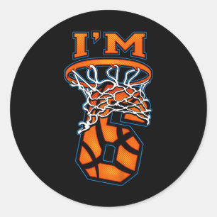 Kinder 6e Verjaardag Basketbal Ik ben 6 Jongen Mei Ronde Sticker