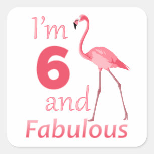 Kinder 6e verjaardag Cute Pink Flamingo Vierkante Sticker