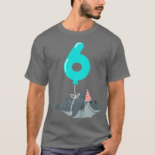 Kinder 6e verjaardag Shark Cute 6 jaar oude haaien T-shirt
