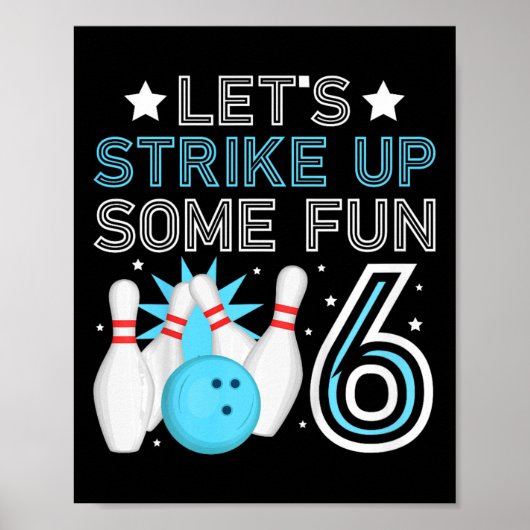 Kinder 6e Verjaardagsfeest Bowling Boy 6 jaar oude Poster (Voorkant)