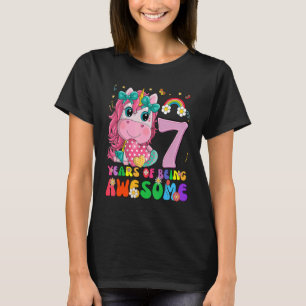 Kinder 7 jaar oud 7e verjaardag meisje prinses Uni T-shirt