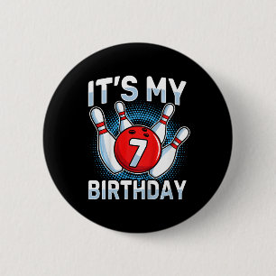 Kinder 7 jaar oud bowling 7e verjaardagsfeestje jo ronde button 5,7 cm