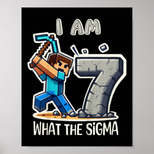 Kinder 7 jaar oude Sigma Pixel Art Mining Gamer Bi Poster