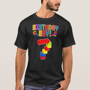 Kinder 7-jarige blokbouwjongens Kinder 7e geboorte T-shirt