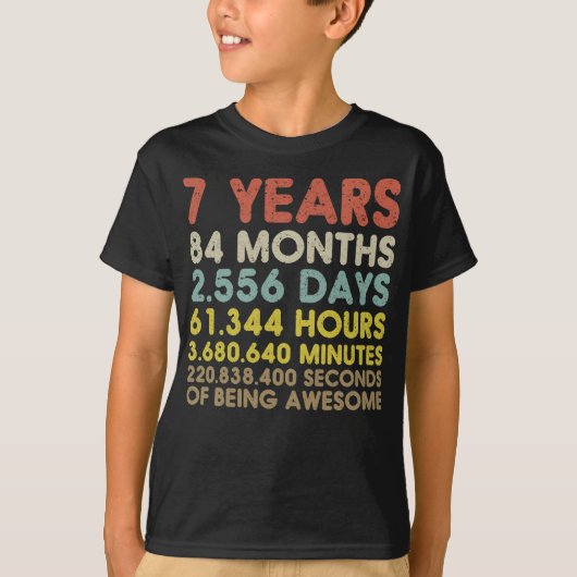 Kinder 7e 84 maand Verjaardag 7 jaar  Retro T-shirt (Voorkant)
