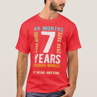 Kinder 7e verjaardag 7 jaar oude  retro 84 mon t-shirt