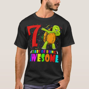 Kinder 7e verjaardag Dabbing Turtle 7 jaar oud T-shirt