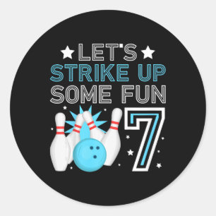Kinder 7e Verjaardag Party Bowling Boy 7 Jaar Oude Ronde Sticker