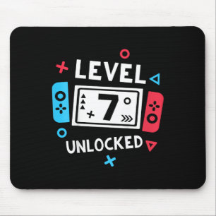 Kinder 7e Verjaardag Shirt Boy Level 7 Ontgrendeld Muismat