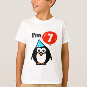 Kinder 7e verjaardag shirt met schattige pinguïn 