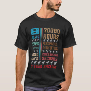 Kinder 8 jaar Geweldige 8 jaar Dinosaur Birthda T-shirt
