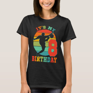 Kinder 8 jaar oud voetbal het is mijn verjaardagsf t-shirt