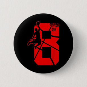 Kinder 8 jaar oude achtste Basketball Birthday Par Ronde Button 5,7 Cm