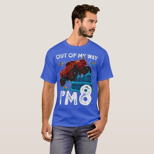 Kinder 8e Verjaardag Jongen Monster Vrachtwagen Ui T-shirt (Voorkant volledig)