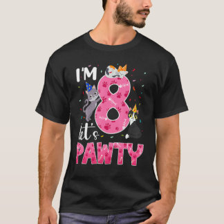 Kinder 8e verjaardag van het meisje met een kattez t-shirt