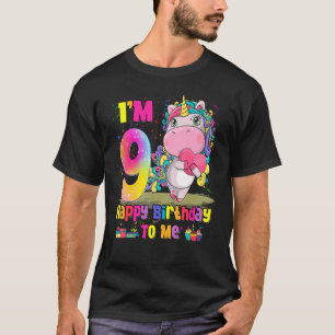 Kinder 9 jaar oud 9e verjaardag meisje prinses uni t-shirt