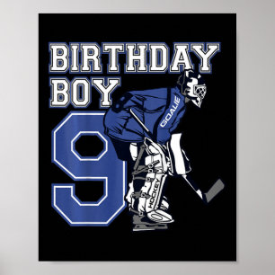 Kinder 9 jaar oud Ice Hockey Goalie Thema Birthday Poster