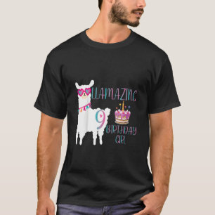 Kinder 9e Llamazing Birthday Girl 9 jaar oude Cute T-shirt