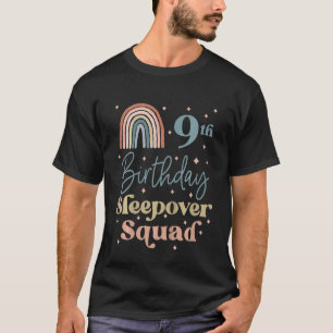 Kinder 9e verjaardag Boho Rainbow Sleepover Squad T-shirt