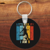 Kinder 9e verjaardag Jongen Voetbal 9 jaar oude ve Sleutelhanger (Voorkant)