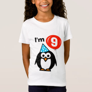 Kinder 9e verjaardag shirt pinguïn met rode bal