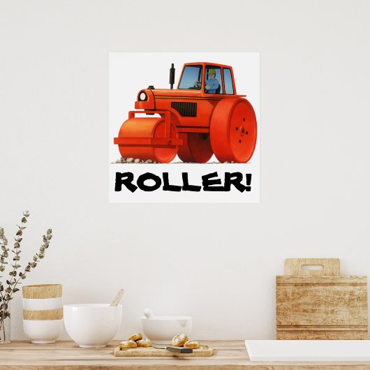 Kinder Aangepaste Bouw Vrachtwagen - Red Road Roll Poster (Keuken)