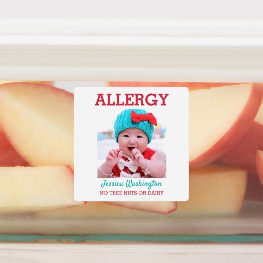Kinder aangepaste foto allergie alert gepersonalis labels (Aangebracht)