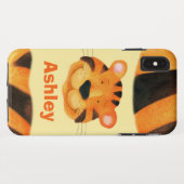 Kinder aangepaste naam schattige tijger gezicht si Case-Mate iPhone case (Achterkant (horizontaal))