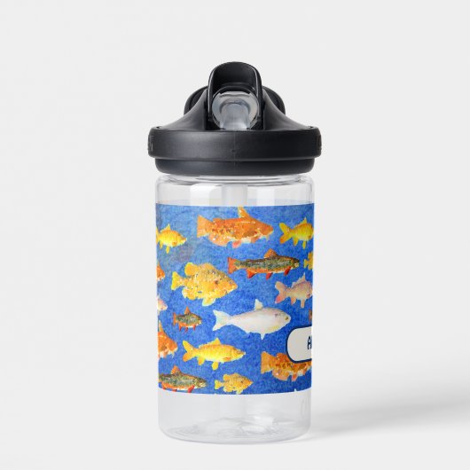 Kinder aangepaste naam Vis in het Zee thema Waterfles (Voorkant)