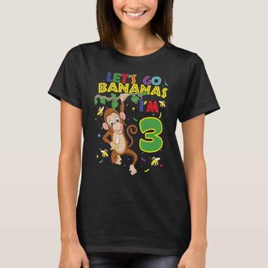 Kinder aap 3rd Birthday Zoo Laten we Bananas gaan  T-shirt (Voorkant)