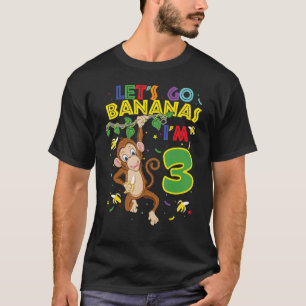 Kinder aap 3rd Birthday Zoo Laten we Bananas gaan T-shirt